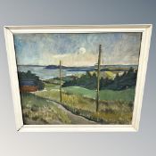 Continental School : Rural landscape, oil on canvas, 94 cm x 77 cm, framed.