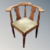 A continental oak corner chair