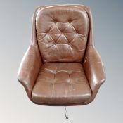 A century brown button leather swivel chair
