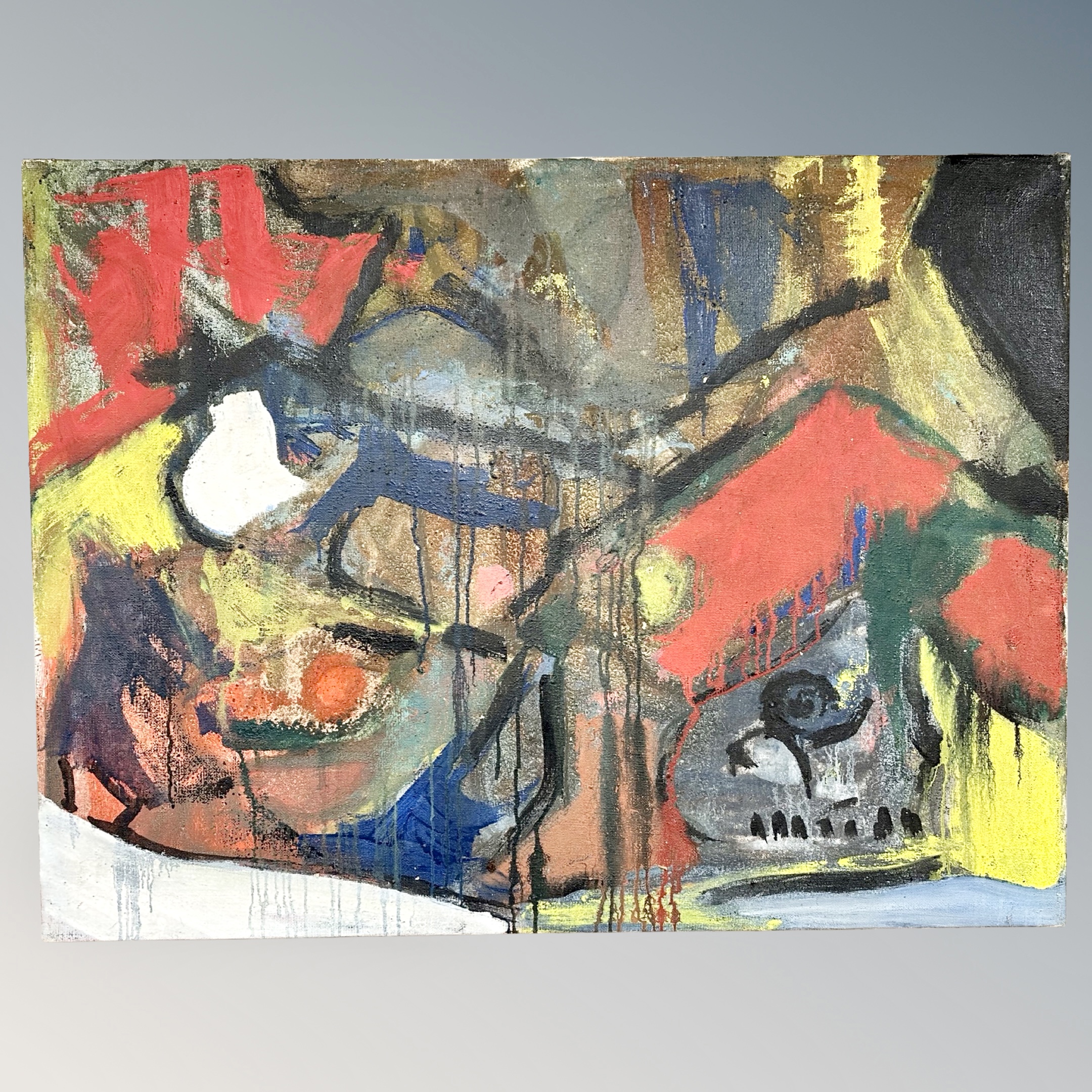 Continental School : Abstract study, oil on canvas, 100 cm x 75 cm, unframed.
