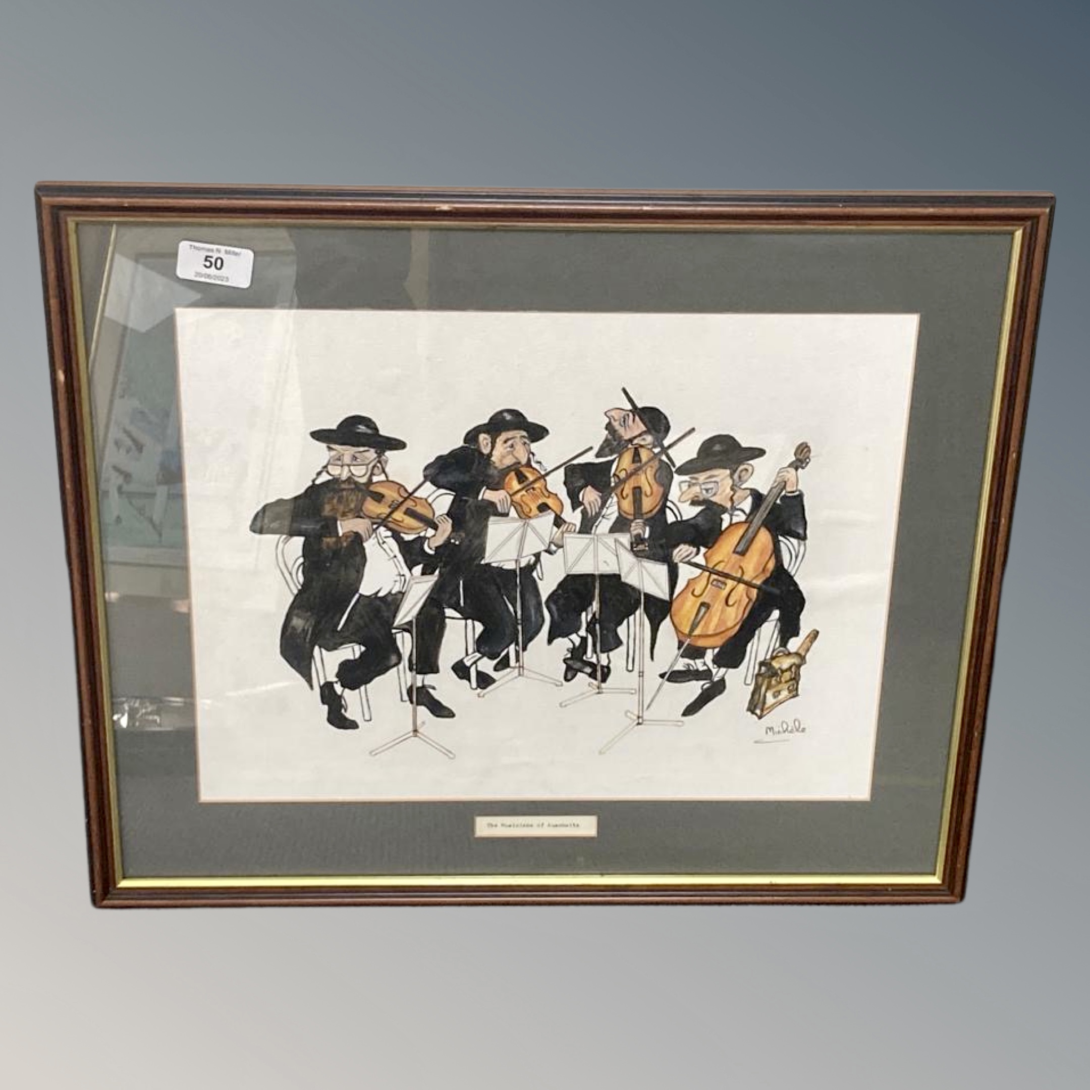 Michele : The Musicians of Auschwitz, watercolour, 39 cm x 30 cm, framed.
