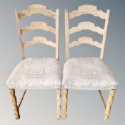 Four limed oak dining room chairs