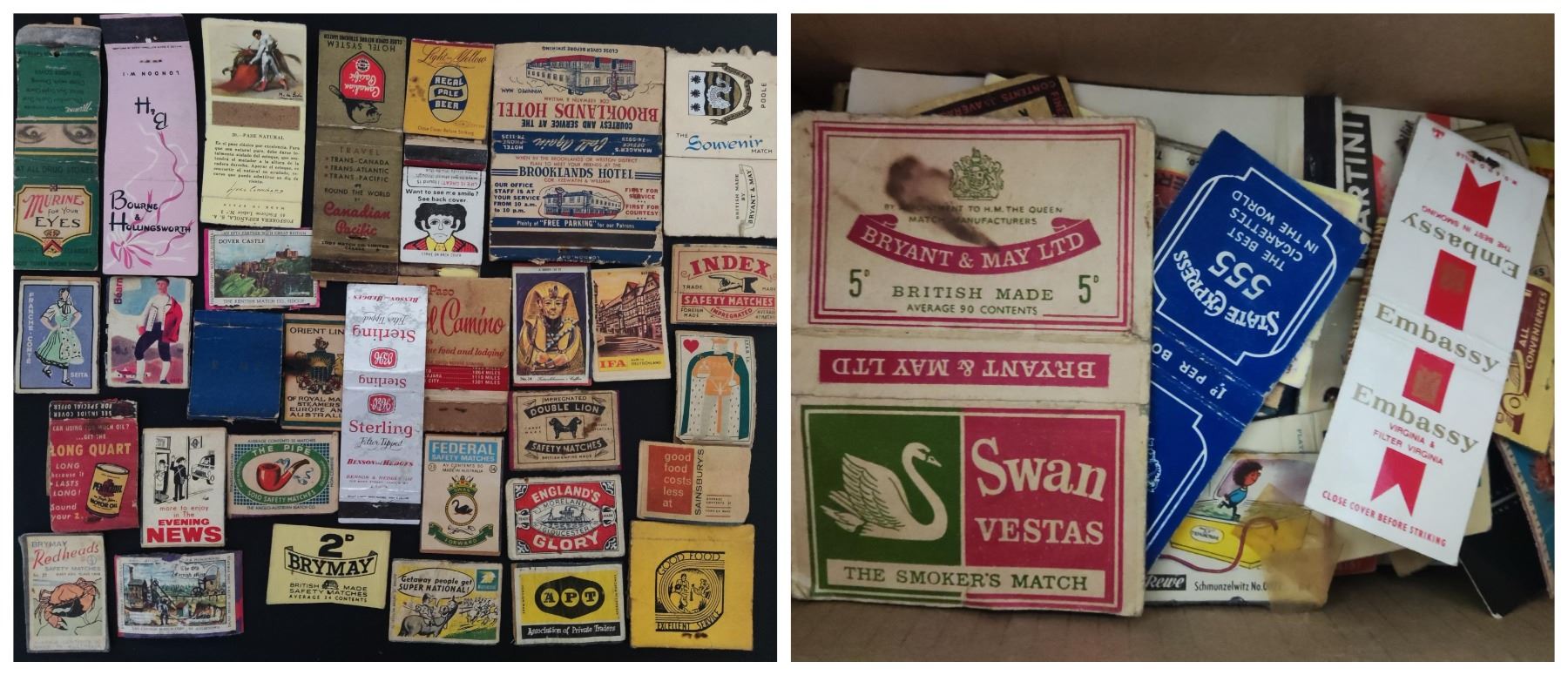 Box of over 100 1960's/1970's matchbox's and labels.