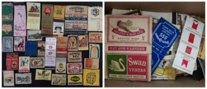 Box of over 100 1960's/1970's matchbox's and labels.