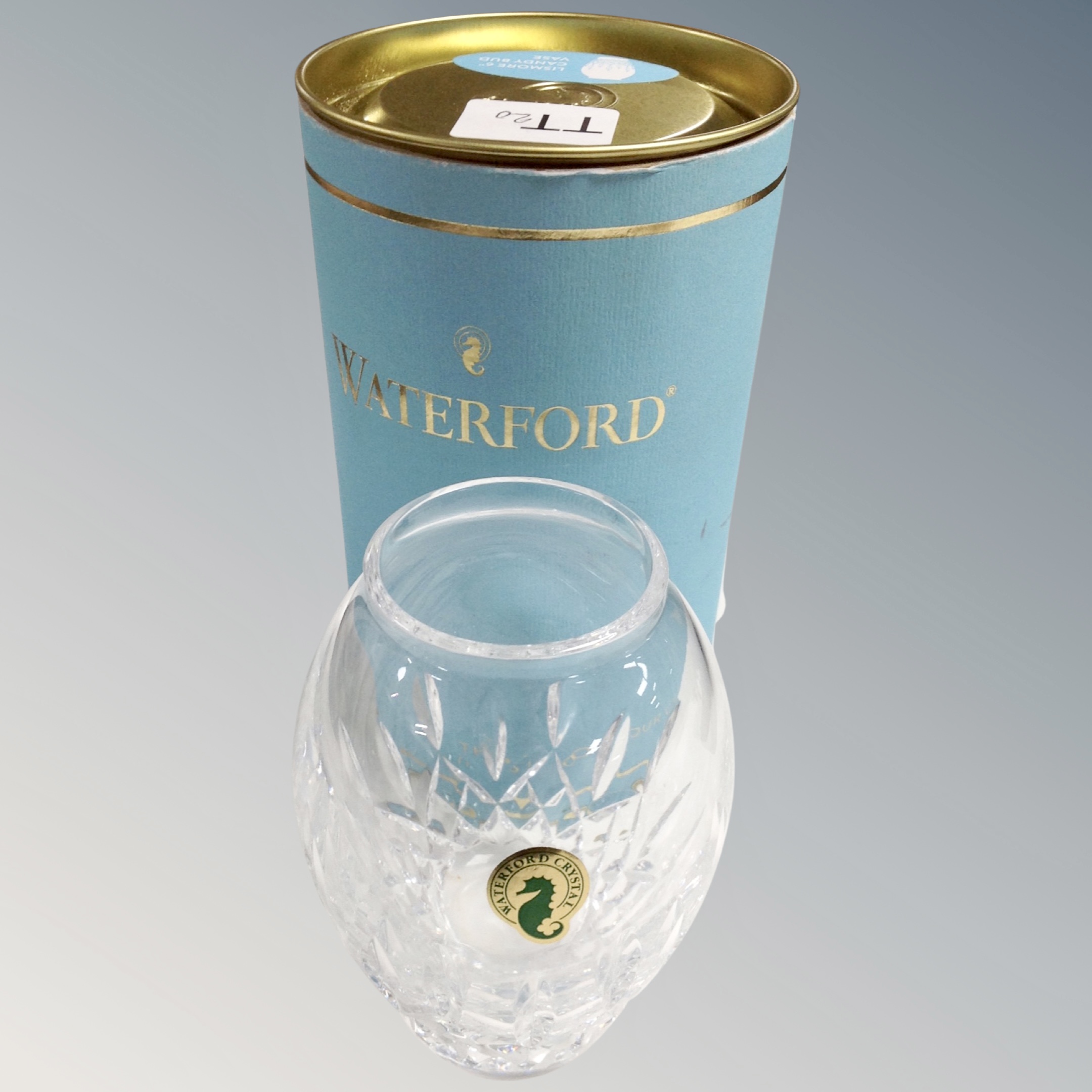 A Waterford crystal bud vase, height 13 cm, boxed.