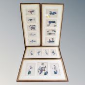 Late 19th century Chinese School : Sixteen gouache paintings on pith,