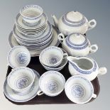A Chinese blue and white dragon pattern tea service