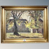 N Holbak : A house with trees in foreground, oil on canvas,