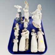 A tray containing seven Willow Tree figures together with three further Lladro figures (af).