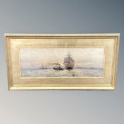 William Thomas Nichols Boyce (1857 - 1911) : Ships approaching the Tyne, watercolour, 72 cm x 26 cm,