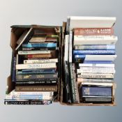 Two boxes containing books relating to wildlife, fishing, game-keeping, shooting etc.