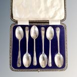 A set of six silver teaspoons in case,