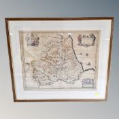 An 18th century engraved and hand-coloured map 'The Bifhoprike of Dvrham'