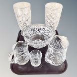 Two Edinburgh Crystal graduated jugs, pair of good quality crystal vases,