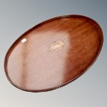 An inlaid mahogany serving tray