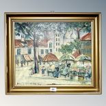 Continental School : A market place, oil on canvas,