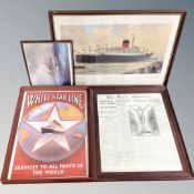A White Star Line Services to all parts of the world advertising print,
