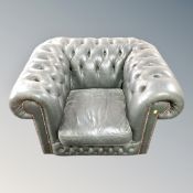 A Chesterfield buttoned club armchair in green