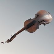 A 19th century violin, with two-piece 14" back,