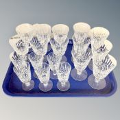 Three sets of six Edinburgh Crystal liqueur glasses and goblets