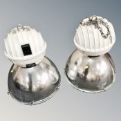 A pair of industrial halogen spotlights