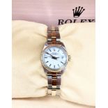 A lady's stainless steel and 18ct gold Rolex Oyster Perpetual Date wristwatch, ref.
