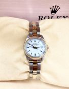A lady's stainless steel and 18ct gold Rolex Oyster Perpetual Date wristwatch, ref.