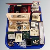 A tray containing a quantity of costume jewellery.