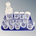 Edinburgh Crystal whiskey decanter and two sets of six Edinburgh Crystal whiskey glasses