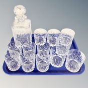 Edinburgh Crystal whiskey decanter and two sets of six Edinburgh Crystal whiskey glasses