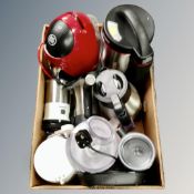 A box containing assorted kitchen electricals.
