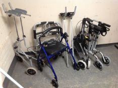 Six assorted mobility walking aids