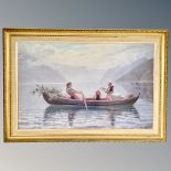 After Hans Dahl of Berlin - textured print on board : children in a rowing boat