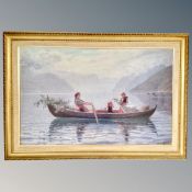 After Hans Dahl of Berlin - textured print on board : children in a rowing boat
