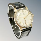 A gent's 9ct gold Tudor manual-wind wristwatch, circa 1970, the textured,