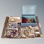 A box of large quantity of vintage costume jewellery