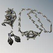 A group of silver and marcasite jewellery