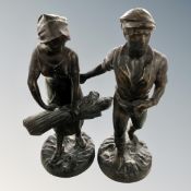 A pair of 19th century spelter figures of harvesters