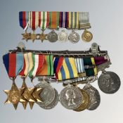 A World War II/Korea medal group on bar including 1939-1945 Star, Africa Star, Italy Star,