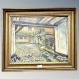 Continental School : A cobbled lane, oil on canvas, 49 cm x 39 cm,
