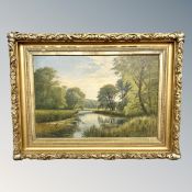 A Jacobsen : A rural stream, oil on canvas, 88 cm x 58 cm, framed.