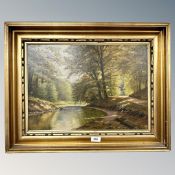 Continental School : A woodland stream, oil on canvas, 48 cm x 34 cm, dated 1916.