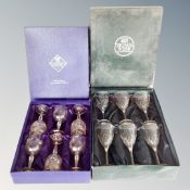 Two boxed sets of six Edinburgh Crystal and Thomas Webb wine glasses