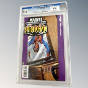 Marvel Comics Ultimate Spider-Man #4, CGC Universal Grade 9.4, slabbed.