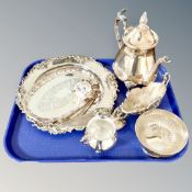 A tray of silver plated Viners tea service