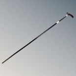 A Victorian silver mounted walking cane