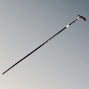 A Victorian silver mounted walking cane