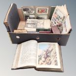 A box containing antique and later ephemera and books : Bunyan's Works,