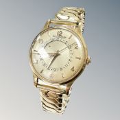 A gent's vintage 18ct gold Jaeger LeCoultre manual-wind calendar wristwatch,