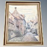 V Albertsen : Cobbled street, oil on ca